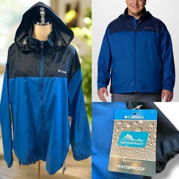 NEW Columbia Glennaker Lake Men’s Rain Jacket With Pack Away Hood Size XXL - Picture 1 of 16